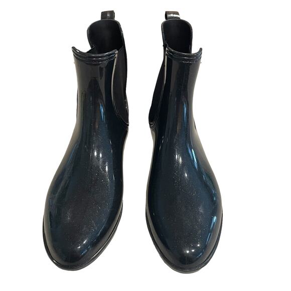 Juicy Couture Rori Women's Size 10  Rain Ankle Boots Black Glitter Sparkle - Picture 2 of 10